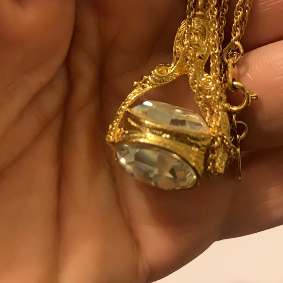 Vintage Joan Rivers Crystal Fidget Spin Gold Tone Necklace - Picture 11 of 12
